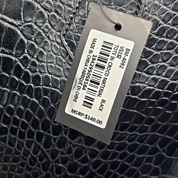 Studio Badgley Mischka Large Vegan Croc Embossed Top Zip Side Snaps Leather Bag - Picture 12 of 12